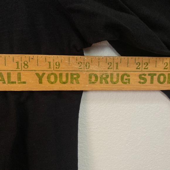 Logo Black Top Blouse Button Front Women Large Emo Gothic Mourn Pintucked Pocket - Picture 9 of 10